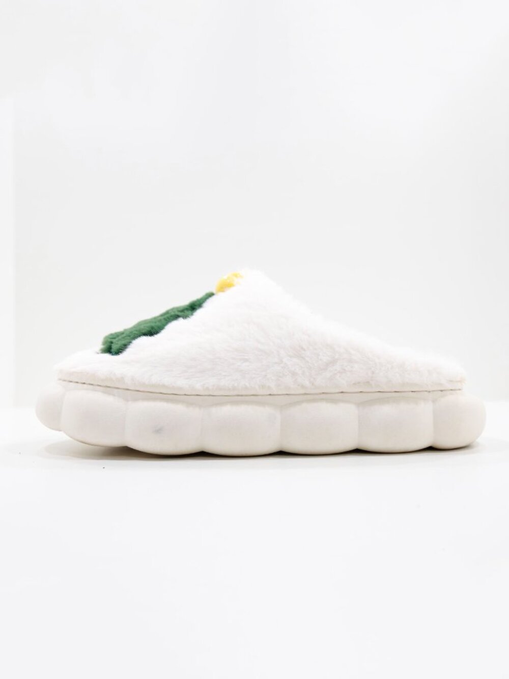 White Fleece Christmas Treee Faux-Fur Lined Slippers - Women's 9